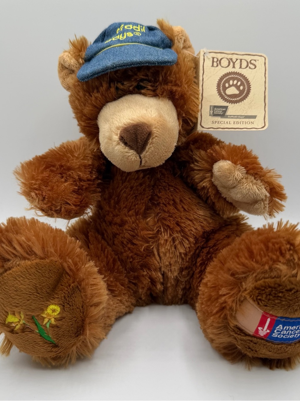 Boyds Bears Hugh R Hope 2007 Daffodil Days ACS Teddy Bear NWT 13"